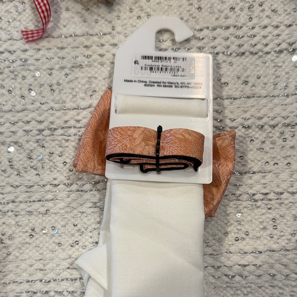 Bar III Peach Bow Tie and White Pocket Square Set - Picture 4 of 5